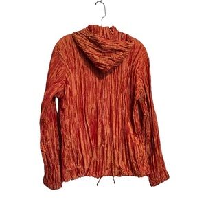 Mycra PAC Life Shimmery Orange Pleats Zip Up Hoodie Jacket